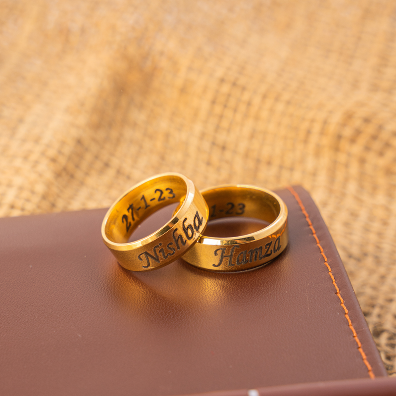 Engraved Name Ring | Couple Ring set | Timeless Ring | Cufflinkswala