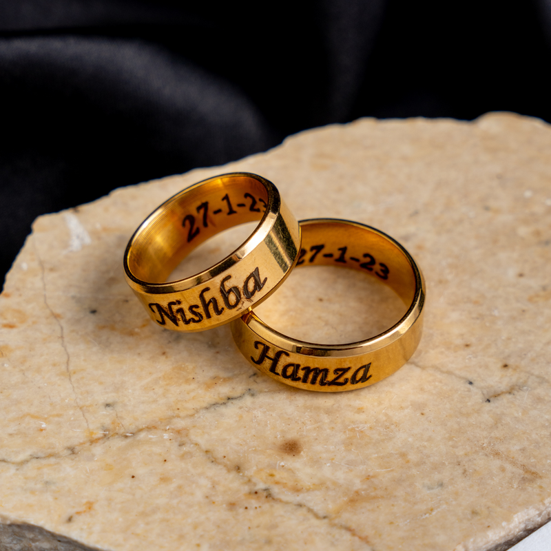 Engraved Name Ring | Couple Ring set | Timeless Ring | Cufflinkswala